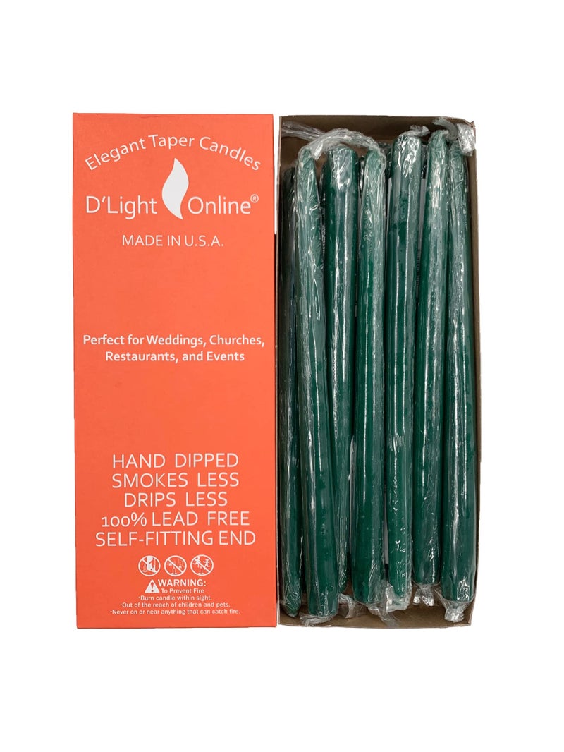 D'light Online Elegant 12" Unscented Hunter Green Taper Candles Premium Quality Candles Hand-Dipped Tapered Candles, Dripless and Smokeless - Set of 12 Individually Wrapped (12 Inch, Dark Green) - Image 4
