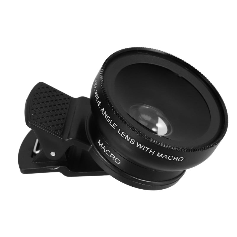 Universal 2 In 1 Phone Camera Lens Kit With Clip Wide Angle And Macro Lens For Smartphones Black - Image 2