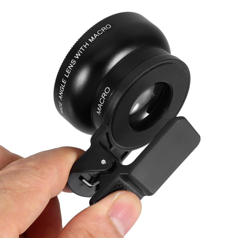 Universal 2 In 1 Phone Camera Lens Kit With Clip Wide Angle And Macro Lens For Smartphones Black - Image 5