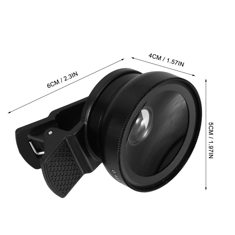 Universal 2 In 1 Phone Camera Lens Kit With Clip Wide Angle And Macro Lens For Smartphones Black - Image 3