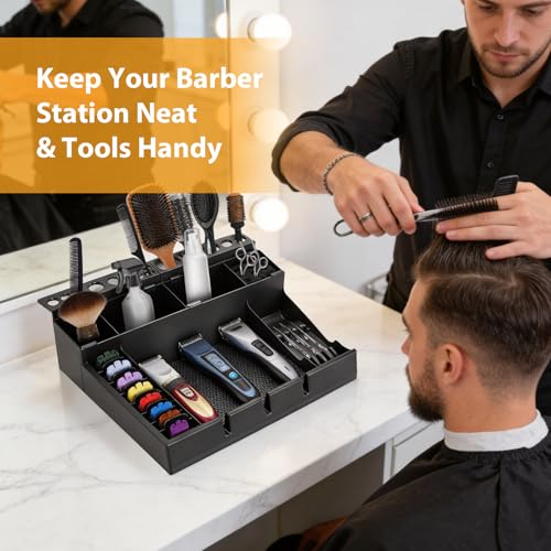 Botyboty Barber Station Organizer Barber Clipper Tray Organizer Storage Salon Grooming Station Hairstylist Organizer Clipper Guard Organizer Holder Detachable Barber Tools Organizer Barber Accessories - Image 3