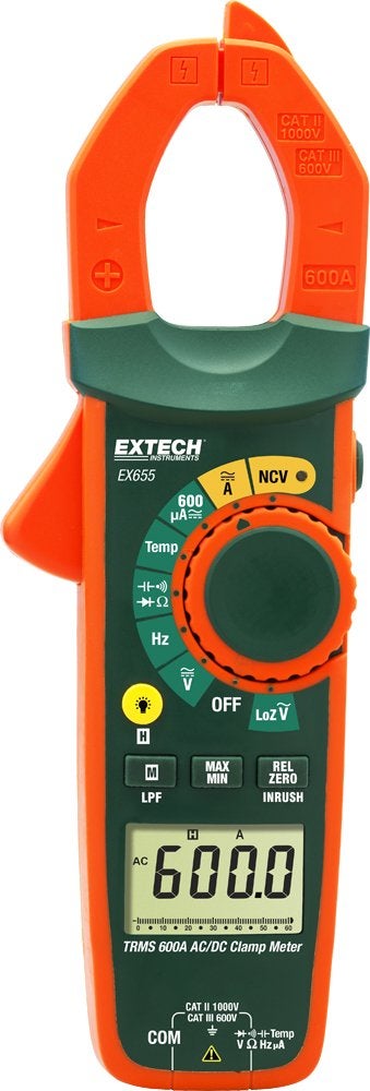 Extech EX655-600A True RMS AC/DC Clamp Meter with Non-Contact Voltage Detection (NCV) - Image 1