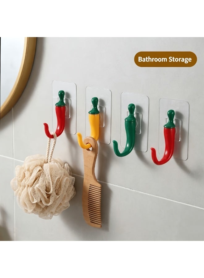 1Pcs Red Chili Pepper Shaped Adhesive Wall Hook, Punch-Free, Waterproof, High-Gloss Finish - Image 5