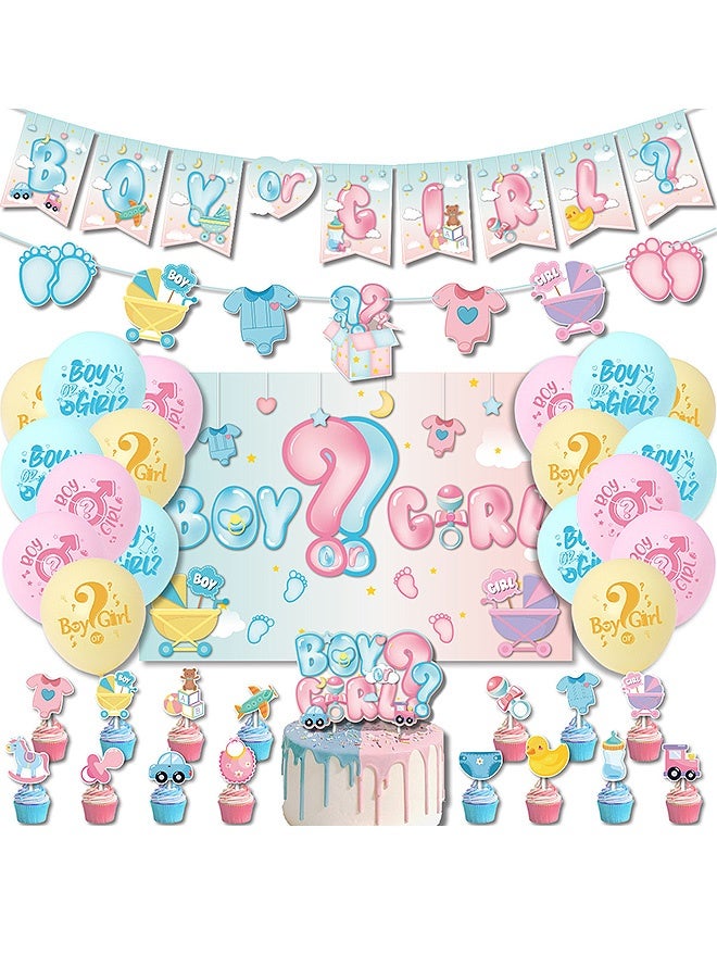 SOUTH MOON Gender Reveal Party Decorations Kit, Boy or Girl Gender Reveal Party Supplies, Party Ideas Tablecloth Backdrop Pink and Blue Balloons Decorations - Image 1