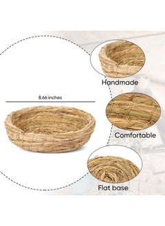 Patelai 4 Pcs Bird Nest Handmade Woven Flat Base Bird Nest Breeding Nest Small Animal Bed House Bird Cage Accessories for Dove Pigeon Parrot Budgie Parakeet Cockatiel Hamster Gerbil Pig (8.66 Inch)  - Image 1