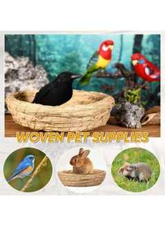 Patelai 4 Pcs Bird Nest Handmade Woven Flat Base Bird Nest Breeding Nest Small Animal Bed House Bird Cage Accessories for Dove Pigeon Parrot Budgie Parakeet Cockatiel Hamster Gerbil Pig (8.66 Inch)  - Image 2