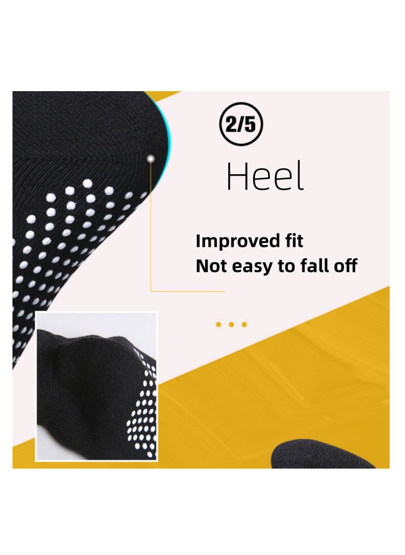 NOVOLAN NOVOLAN 2 Pairs Pilates Yoga Socks - Thickened Towel Bottom Non-Slip Floor Socks for Early Education, Trampoline, Ballet, Dance, Barefoot Workout - Skid Sticky for Men Women (Black)  - Image 4