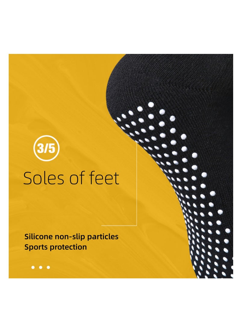 NOVOLAN NOVOLAN 2 Pairs Pilates Yoga Socks - Thickened Towel Bottom Non-Slip Floor Socks for Early Education, Trampoline, Ballet, Dance, Barefoot Workout - Skid Sticky for Men Women (Black)  - Image 5