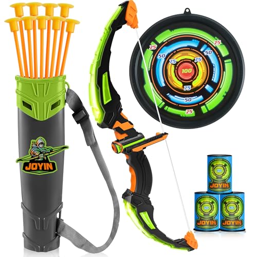 JOYIN Kids Bow and Arrow Set with LED Flash Lights Outdoor Archery Set Toy Gift for Boys and Girls Ages 612 with Suction Cup Arrows Target Arrow Case Great Birthday Gift for KidsChildren - Image 1