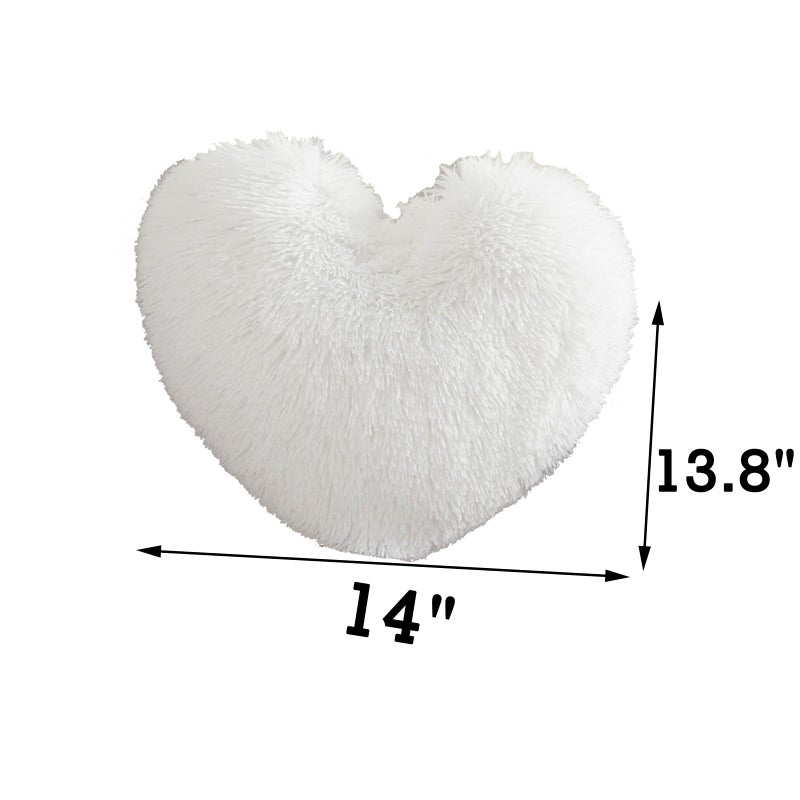 Morromorn Fluffy Heart Throw الوسائد أشعث وسادة زخرفية لأريكة أريكة أريكة بيد لطيفة ديكور ديكور الهدايا للنساء الفتيات - ديكورات لعيد الميلاد يوم الأم عيد الميلاد (أبيض) - Image 2