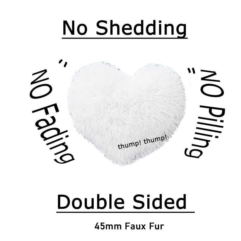 Morromorn Fluffy Heart Throw الوسائد أشعث وسادة زخرفية لأريكة أريكة أريكة بيد لطيفة ديكور ديكور الهدايا للنساء الفتيات - ديكورات لعيد الميلاد يوم الأم عيد الميلاد (أبيض) - Image 3