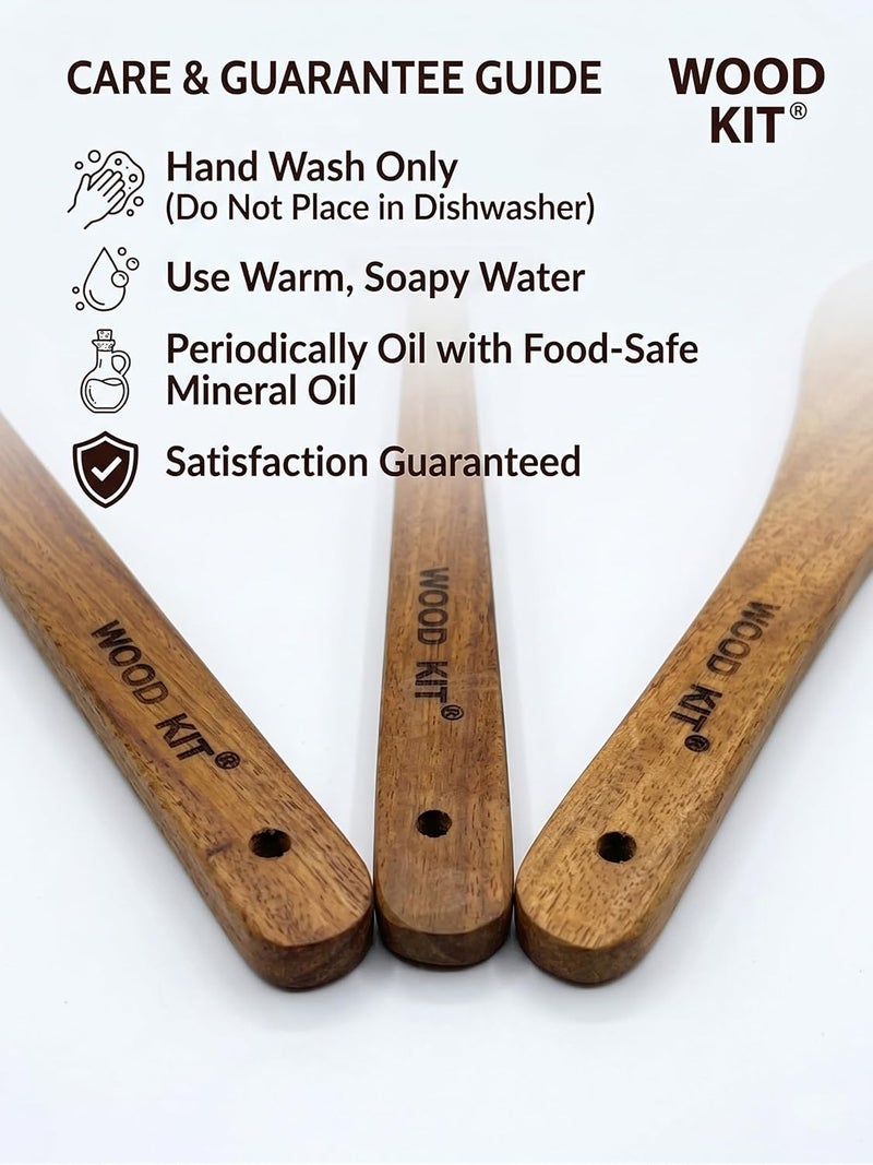 WOODKIT Pure Neem Wood Spatula Set for Cooking | Dosa Spatula Set | Wooden Spatula for Serving,Mixing,Flipping | Naturally Antimicrobial and Non Stick - Neem Wood Flip & Serve Set of 3 - Image 5