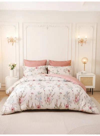 Donetella Printed Duvet Set, King Size Fits 200x200 cm - 6-Pcs Bed Set, Brushed Microfiber Fabric - 1 Duvet Cover, 1 Fitted Sheet, 2 Pillow Shams, 2 Pillowcases (Filler Not Included)