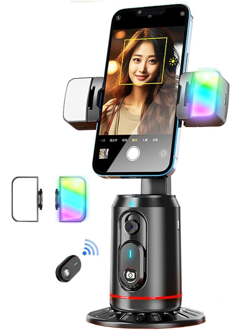 Kiboule Auto Face Tracking Tripod,No App, 360° Rotation Face Body Phone Camera Mount with Rechargeable Fill Light and Remote,Smart Shooting Holder for Vlog, Streaming, Video, Tiktok  - Image 1