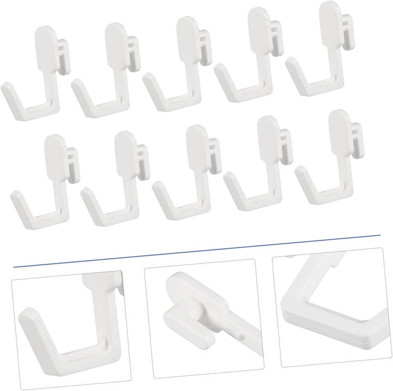 White Plastic J Shape Pegboard Hooks 20pcs Garage Kitchen Tool Hanging Organizer - Image 4