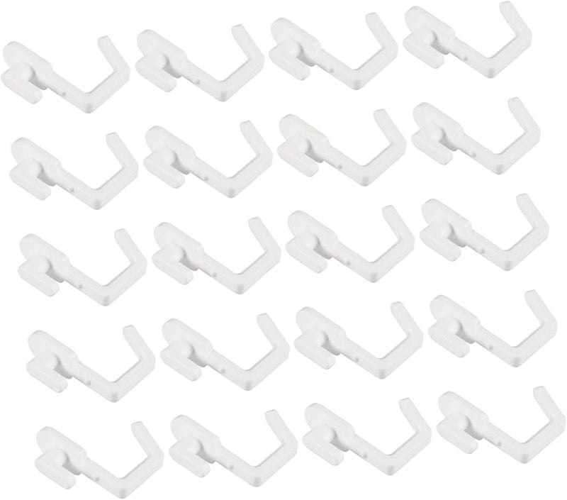 White Plastic J Shape Pegboard Hooks 20pcs Garage Kitchen Tool Hanging Organizer - Image 2