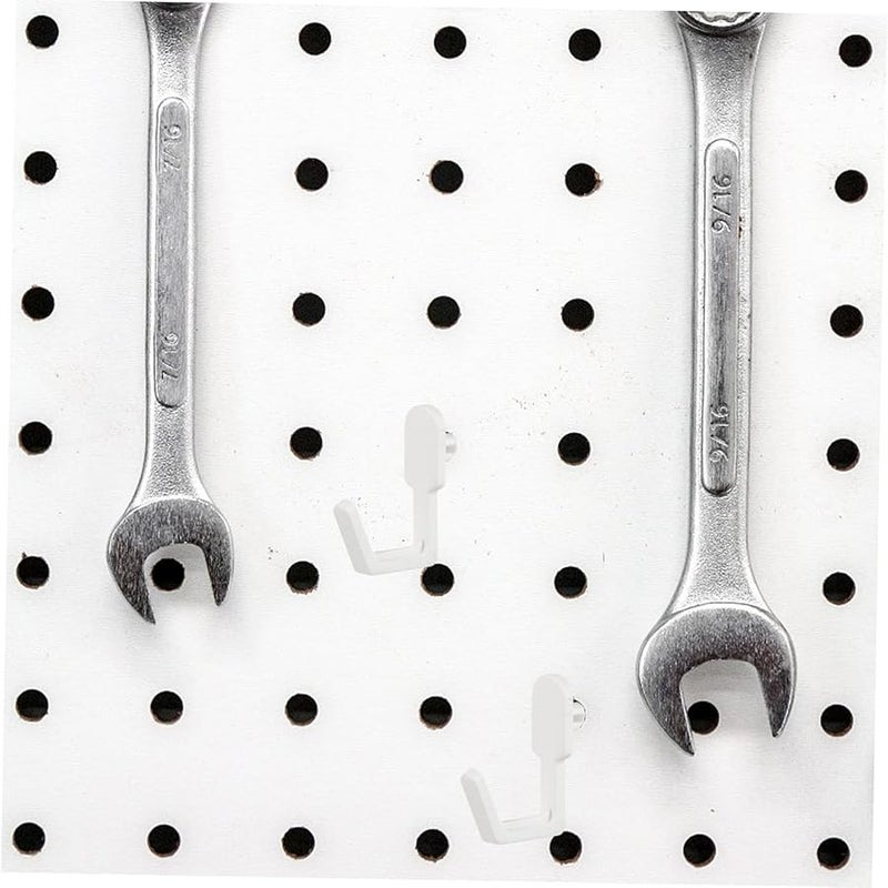 White Plastic J Shape Pegboard Hooks 20pcs Garage Kitchen Tool Hanging Organizer - Image 5