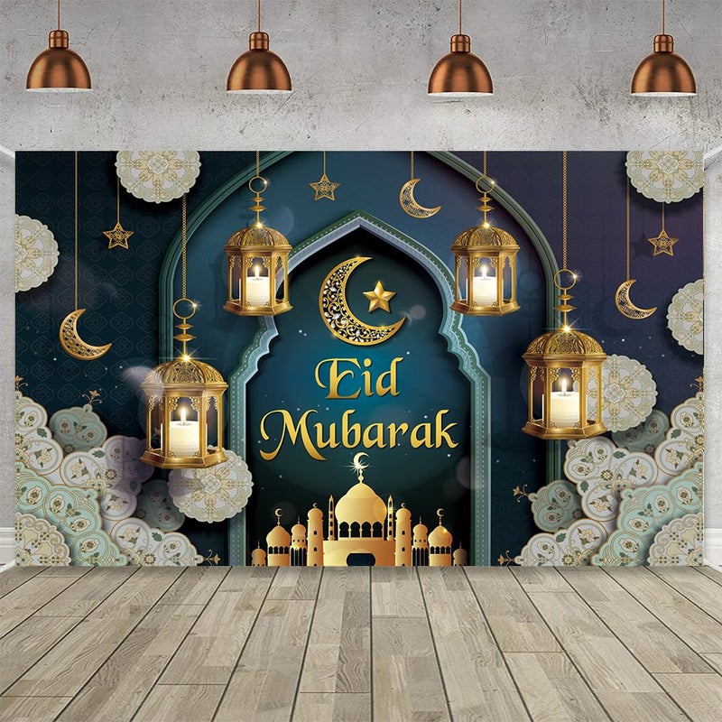 لافتة زينة حفلة عيد مبارك، لافتة تصوير كبيرة لرمضان مبارك، زينة مسلمة، لافتة استوديو لمهرجان عيد الفطر الثقافي، لافتة زينة، مقاس 70.8 × 43.3 بوصة، أخضر - Image 4