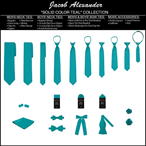 Jacob Alexander Solid Color Men's Regular Tie - Teal Green - Image 5
