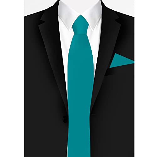 Jacob Alexander Solid Color Men's Regular Tie - Teal Green - Image 3