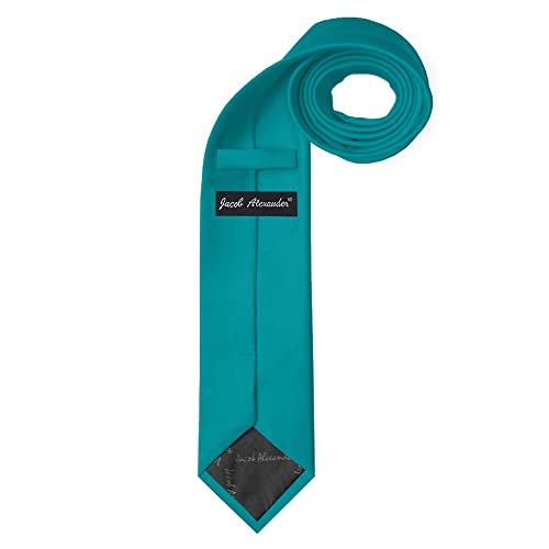 Jacob Alexander Solid Color Men's Regular Tie - Teal Green - Image 2