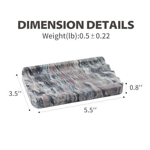 Karibiber Soap Holder for Bathroom, Black Marble Soap Dish for Kitchen Countertop, Soap Tray with Creative Wavy Design, Soap Saver for Bath Tub, Sponges, Italian Natural Stone - Image 4