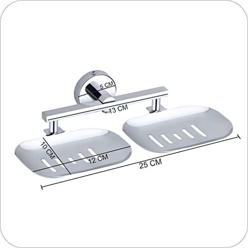 KANJAL soap Dish Holder for Bathroom Double soap case Stand soap Dish Holder Double sabu dani wash Basin soap Holder soap Tray for Bathroom(304 Stainless Steel,Chrome Finish) 37 - Image 3
