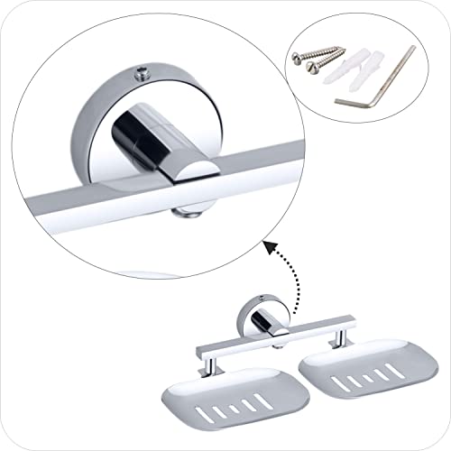 KANJAL soap Dish Holder for Bathroom Double soap case Stand soap Dish Holder Double sabu dani wash Basin soap Holder soap Tray for Bathroom(304 Stainless Steel,Chrome Finish) 37 - Image 5