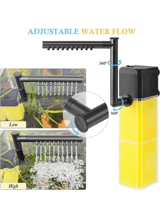 10W 20W Aquarium Submersible Filter, Quiet Fish Tank Internal Filter with Spray Bar, Powerful Aquarium Filter for 15-300L Tank (20W for 90-300L) - Image 3