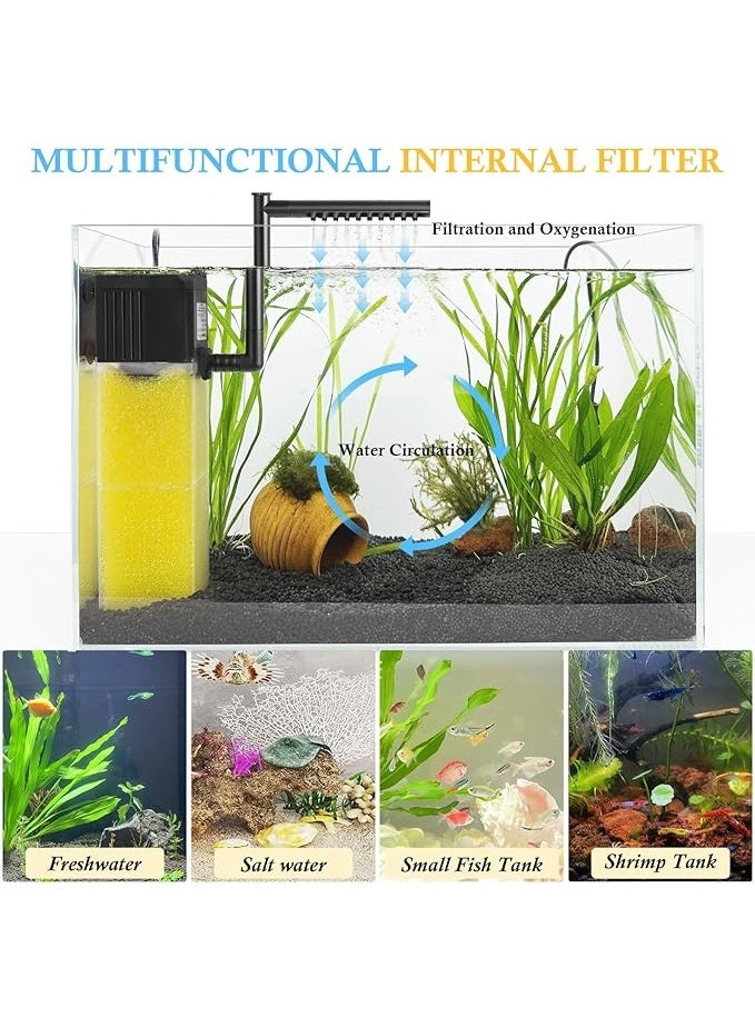 10W 20W Aquarium Submersible Filter, Quiet Fish Tank Internal Filter with Spray Bar, Powerful Aquarium Filter for 15-300L Tank (20W for 90-300L) - Image 2