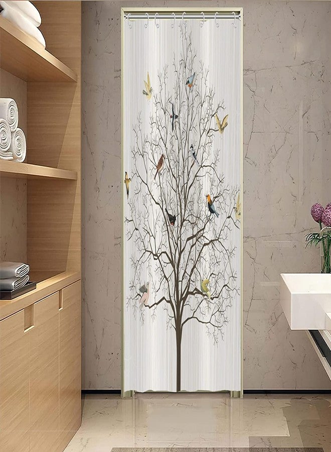 Yeele Birds Shower Curtain, Cute Animals Bird Tree Boho Beige Waterproof Fabric Shower Curtain Set Farmhouse Funny Bathroom Decor with Hooks,48x72in - Image 2