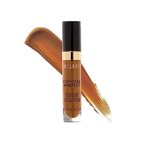 Milani Conceal Perfect Longwear Concealer Warm Almond 017 Fl Oz Vegan CrueltyFree Liquid Concealer Cover Dark Circles Blemishes Skin Imperfections for LongLasting Wear