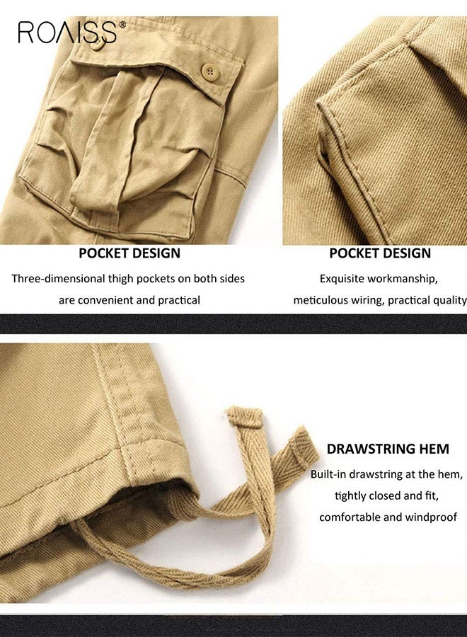 رويس بنطلون رجالي خفيف الوزن للمشي لمسافات طويلة، بنطلون عسكري قتالي، بنطلون كاجوال بستة جيوب، بنطلون رياضي خارجي بمقاسات كبيرة للرجال، رمادي غامق - Image 3