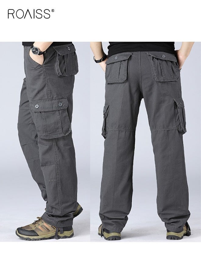 roaiss Men's Lightweight Cargo Trouser Hiking Pants Army Combat Work Pants Casual Pants with 6 Pocket, Outdoor Plus Size Track Pants for Men Dark Grey - Image 2