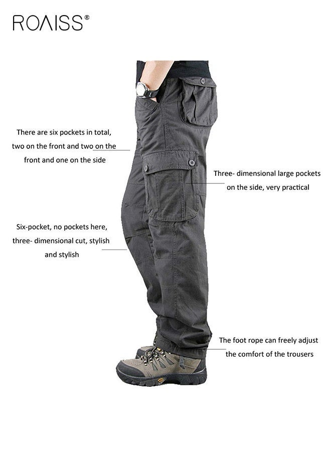 roaiss Men's Lightweight Cargo Trouser Hiking Pants Army Combat Work Pants Casual Pants with 6 Pocket, Outdoor Plus Size Track Pants for Men Dark Grey - Image 4