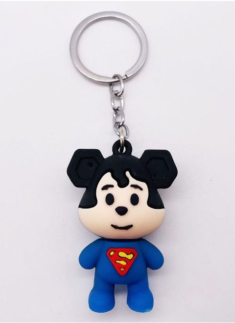 Distinctive cartoon keychain distinctive accessory designed with the character of Mickey Mouse Superman costume suitable for keys and bags