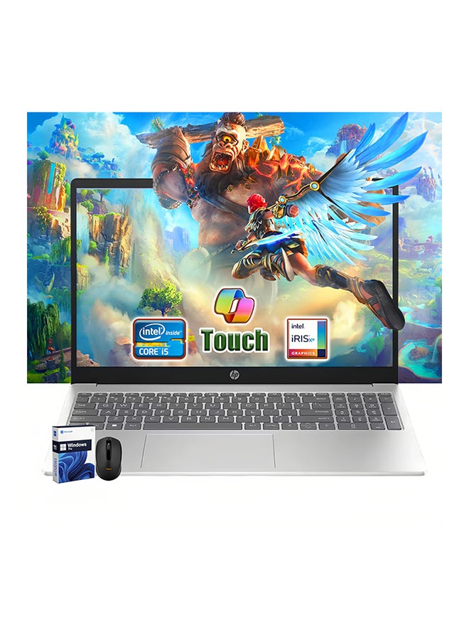 HP Laptop With 15.6-Inch HD Display, Intel Core i5-1235u Processor/32GB RAM/1TB SSD/Intel Iris XE Graphics/Windows 11 Pro With Mouse English/Arabic Silver - Image 1