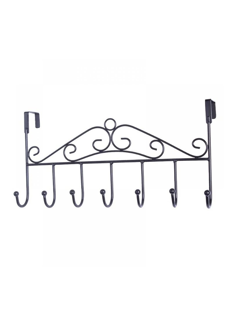Over Door Hanging Hanger Set with 7 Hooks, Metal Towel Hook, Outdoor Decorative Organizers, Storage Rack for Boats, Coats, Purses, Scarves, Clothes, Jackets, Bedroom Wardrobe - Multi Color  - Image 1