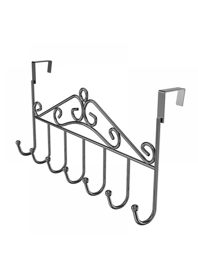 Over Door Hanging Hanger Set with 7 Hooks, Metal Towel Hook, Outdoor Decorative Organizers, Storage Rack for Boats, Coats, Purses, Scarves, Clothes, Jackets, Bedroom Wardrobe - Multi Color  - Image 2