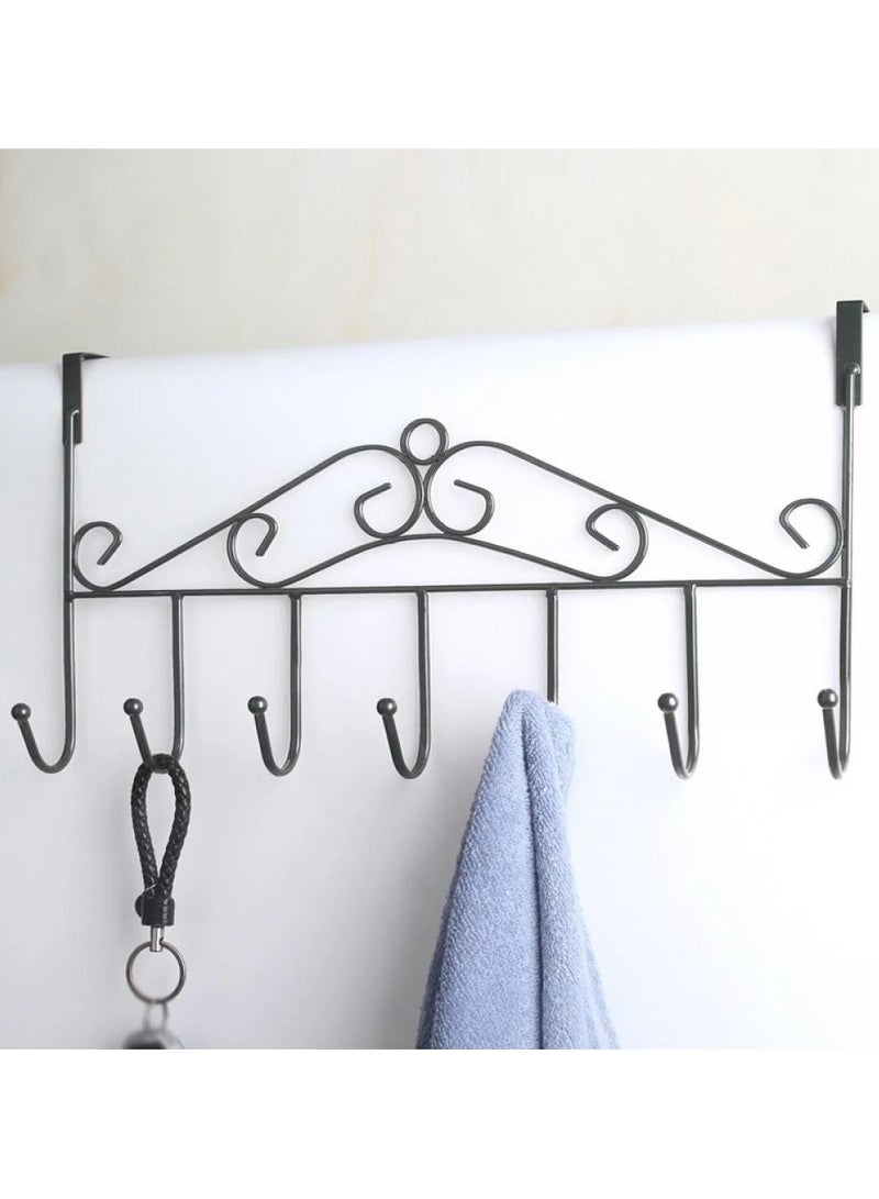 Over Door Hanging Hanger Set with 7 Hooks, Metal Towel Hook, Outdoor Decorative Organizers, Storage Rack for Boats, Coats, Purses, Scarves, Clothes, Jackets, Bedroom Wardrobe - Multi Color  - Image 3