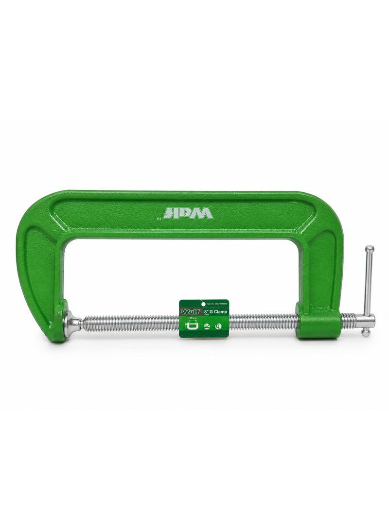 Wulf 8-Inch G Clamp 200mm Heavy Duty Drop Forged CRV Carbon Steel C-Clamp with Threaded Screw Vice Grip Fastener for Woodworking Metalworking Welding DIY Repair Hand Tools - Image 1