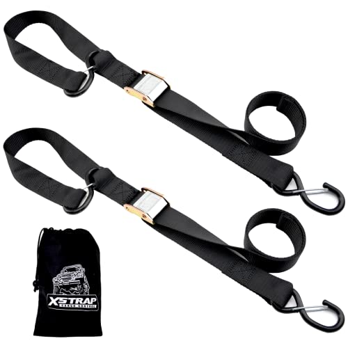 XSTRAP STANDARD Motorcycle Tie Down Straps (2 Pack) 3,000lb Break Strength, 1.5 in X 8FT Heavy-Duty Cambuckle Tie Down Set with S Hook and Soft Loops, Black - Image 5