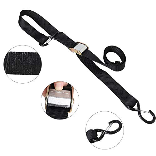 XSTRAP STANDARD Motorcycle Tie Down Straps (2 Pack) 3,000lb Break Strength, 1.5 in X 8FT Heavy-Duty Cambuckle Tie Down Set with S Hook and Soft Loops, Black - Image 2