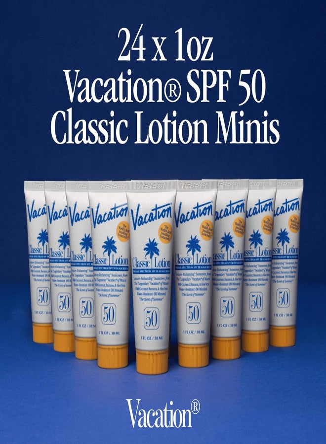 Vacation Mini Classic SPF 50 Sunscreen Lotion, 1 Fluid Ounce, Pack of 24 - Bulk Sunscreen, Invisible, No White Cast, Water-Resistant, Travel Size, Dermatologist-Tested, Vegan - Image 2