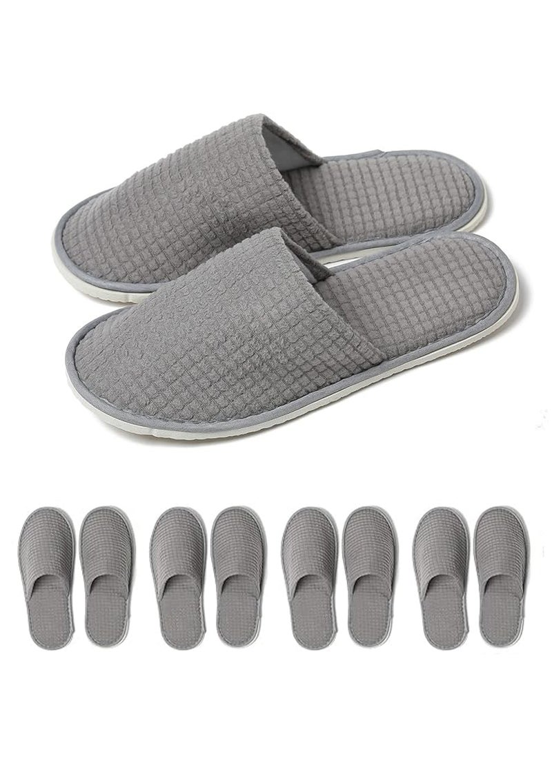 KCDMBUE 5 Pairs Disposable Closed Toe Spa Slippers, Washable Coral Fleece Guest Slippers for Women and Men, Ideal for Home, Hotels, Housewarming, Travel & Indoor Use (Grey)  - Image 1