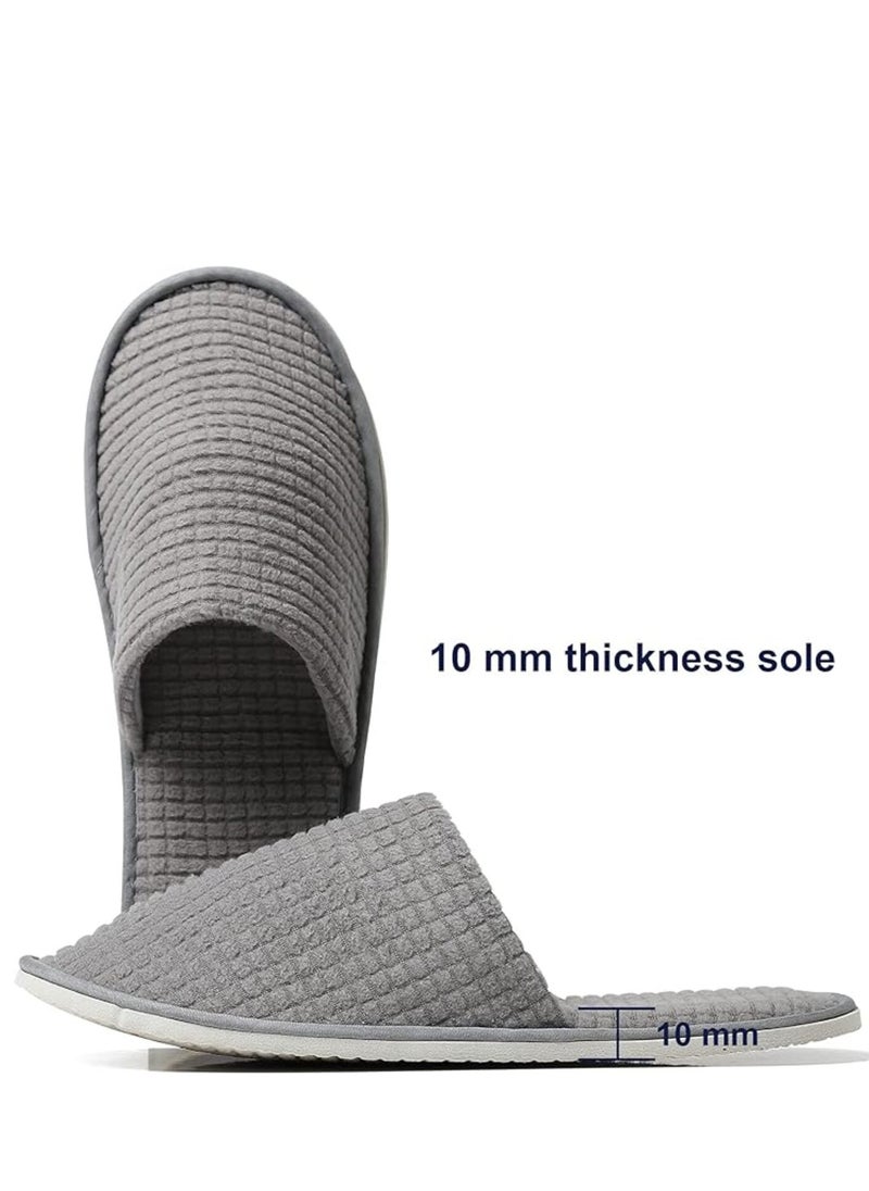 KCDMBUE 5 Pairs Disposable Closed Toe Spa Slippers, Washable Coral Fleece Guest Slippers for Women and Men, Ideal for Home, Hotels, Housewarming, Travel & Indoor Use (Grey)  - Image 4