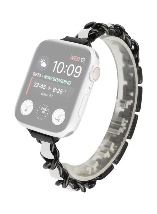 NIBEMINENT Single Row Replacement Watchband For Apple Watch Series 7 41mm/6 & Se 5 4 40mm/3 2 1 38mm Black/White  - Image 1