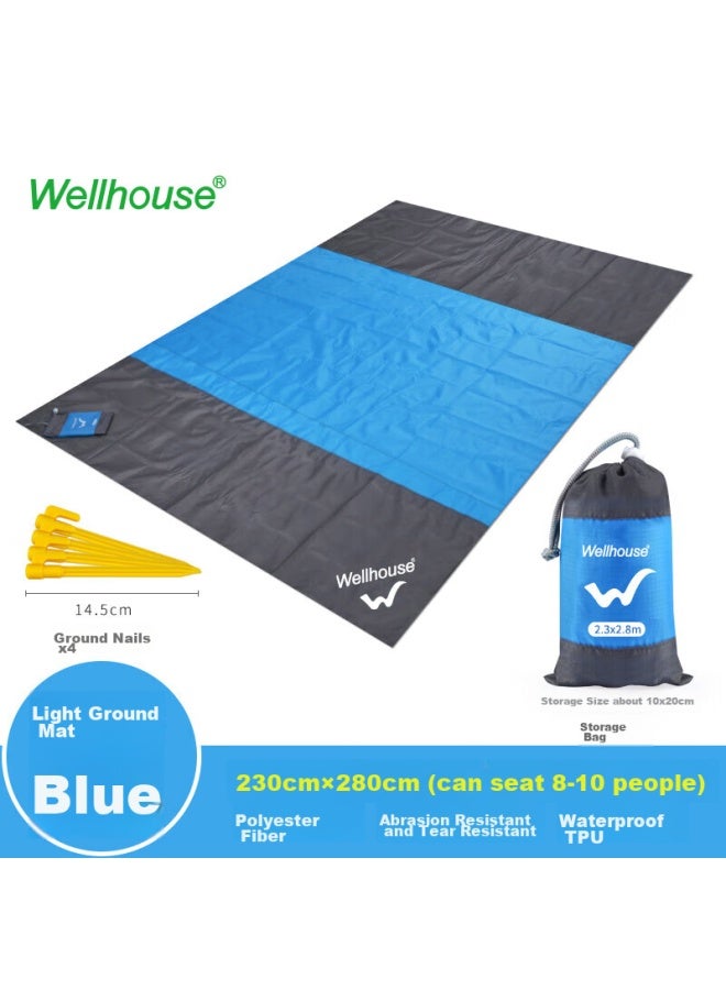 Wellhouse Lightweight Mat, Beach Grass Picnic Mat, Thin And Portable, Foldable With Ground Stakes, Blue-gray 2.3*2.8m - Image 1