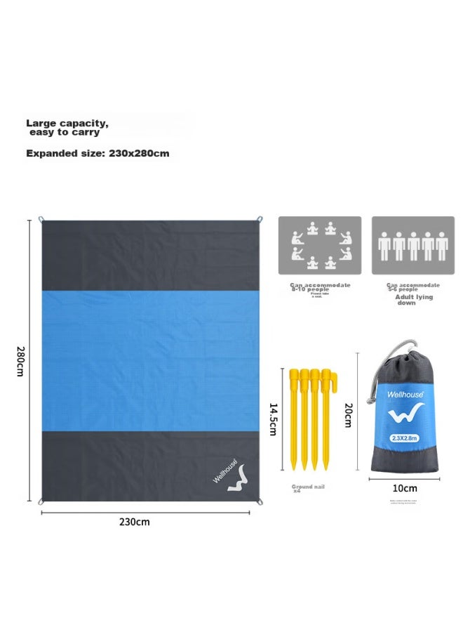 Wellhouse Lightweight Mat, Beach Grass Picnic Mat, Thin And Portable, Foldable With Ground Stakes, Blue-gray 2.3*2.8m - Image 2