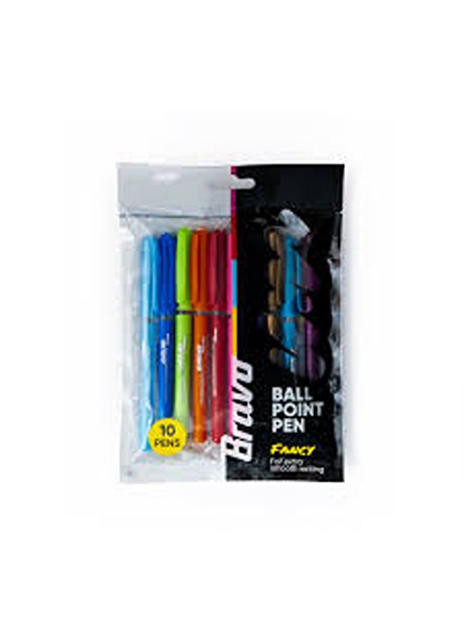Bravo Bravo Ballpoint Pens Fancy Different Color Pack of 10 pens  - Image 3